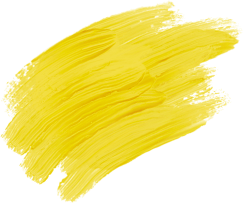 Yellow Paint Brush Stroke on White Background